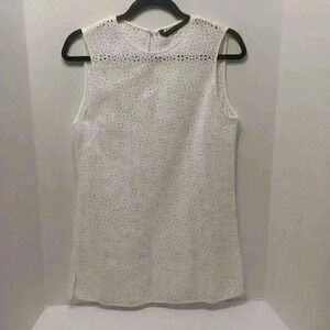 Zara White Mesh/Eyelet Sleeveless Cover Up/Dress Size S
